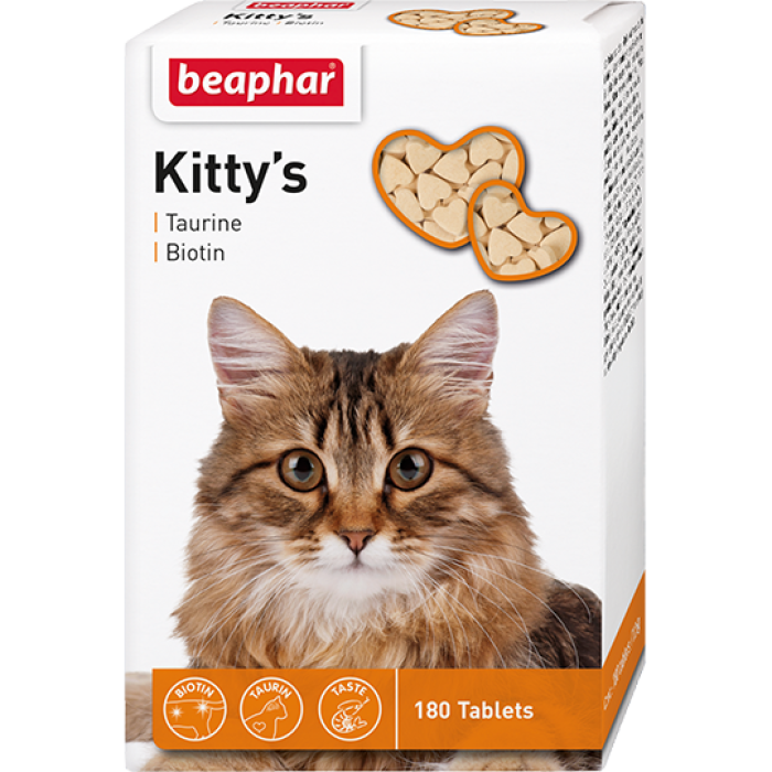 Beaphar Кормовая добавка Kitty's + Taurine-Biotine с биотином и таурином для кошек 180 таб.
